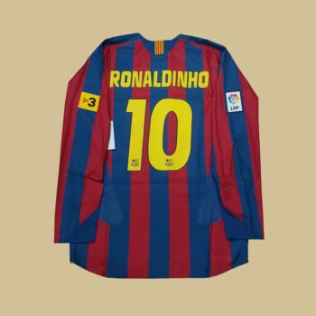2005 – 06 BARCELONA HOME PLAYER ISSUE LS REISSUE SHIRT RONALDINHO
