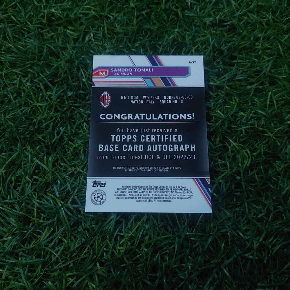 2022 – 23 TOPPS FINEST UEFA UCL & EL AUTOGRAPH – A-ST SANDRO TONALI - Image 2